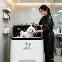 Baignoire Spa Autoportante en Acrylique DPbathe pour Animaux avec Stérilisateur à Ozone, Système de Massage à Bulles de Lait, Baignoire Professionnelle pour Animaux