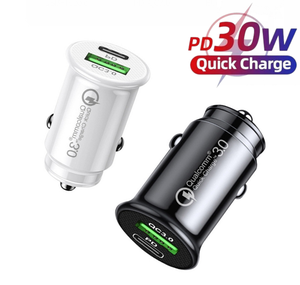 Caricabatterie Auto Rapido 30W QC3.0 con Doppia Porta USB-C Tipo C PD, Adattatore di Ricarica Veloce per Auto con Slot Accendisigari e Luce LED Blu per Telefoni Cellulari - Product Image 1