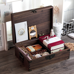 Caja de madera de nogal con cerradura, estilo retro chino, pequeña caja de almacenamiento para colección, hecha de madera de nogal. - Product Image 2