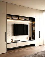 Meubles de bureau à domicile, Meubles de salon, Meubles TV modernes, Table TV avec rangement, Console murale en bois pour entrepreneur en aménagement intérieur
