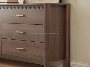 <span class=keywords><strong>Larry</strong></span> Style <span class=keywords><strong>6</strong></span>-Schubladen-Kommode aus Massivholz mit Wellenkante und Messinggriffen für Wohnzimmer-Aufbewahrung - Product Image 3
