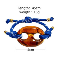 Bracelet unisexe haut de gamme en acrylique tressé bicolore, fait main, style vintage, avec breloque en pierre et perles, design de niche