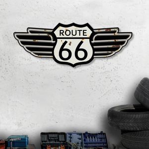 Insegna in Metallo Retrò con Goffratura Route 66, Insegna Storica Vintage Route 66 per Garage, Bar, Man Cave - Product Image 5