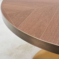 Table de salle à manger Lifepursue en céramique avec bordure effet bronze, mobilier de restaurant