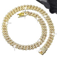 Collar de cadena cubana de aleación con diamantes, joyería de lujo estilo hip hop para hombre, venta al por mayor de collares para hombre
