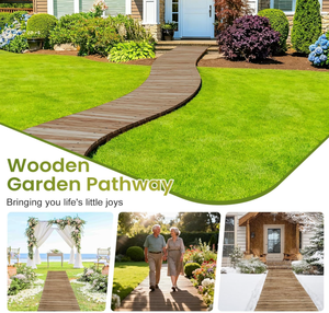 Allée de jardin en bois clair antidérapante, chemin droit enroulable pour jardin, allée décorative pour mariage ou fête dans la cour - Product Image 5