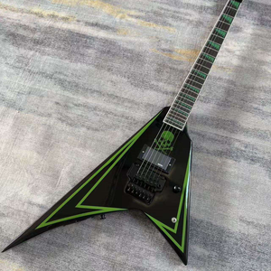 Guitarra Eléctrica Explorer Estilo <span class=keywords><strong>ESP</strong></span> con Franjas Verdes, Doble Trémolo y Pastillas EMG, Forma Personalizada de Calavera - Product Image 3