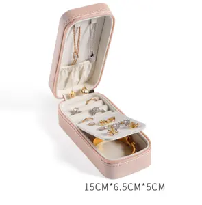 Custom Luxury Girls Ring 'Jewlery' Case Small 'Jewelery' Portable Pu Jewellery Organizer Travel Storage Leather Jewelry Box