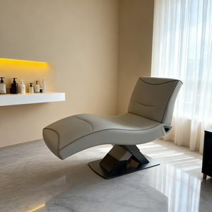 Table de massage de luxe réglable, confortable et portable, avec base en acier inoxydable et titane noir, table de beauté commerciale pour soins du visage - Product Image 3