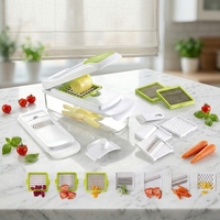 Smile Mom Plastic Keuken Multifunctionele 6-in-1 Groente- en Fruit Snijder, Rasp, Cutter, Mandoline, Snijder & Hakker