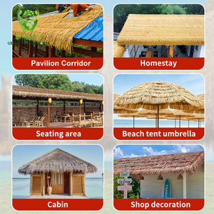 Tejas de Techo de Palma Sintética Estilo Hawaiano, Resistentes al Fuego y a los Rayos UV, Césped Artificial <span class=keywords><strong>para</strong></span> Cubiertas de Sombrillas de Bares Tiki y Resorts - Product Image 5