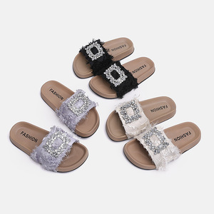 Ciabatte estive per bambine, nuove con strass, scarpe da principessa per bambini, ciabatte a fascia singola con suola spessa, scarpe da spiaggia per bambine. - Product Image 1