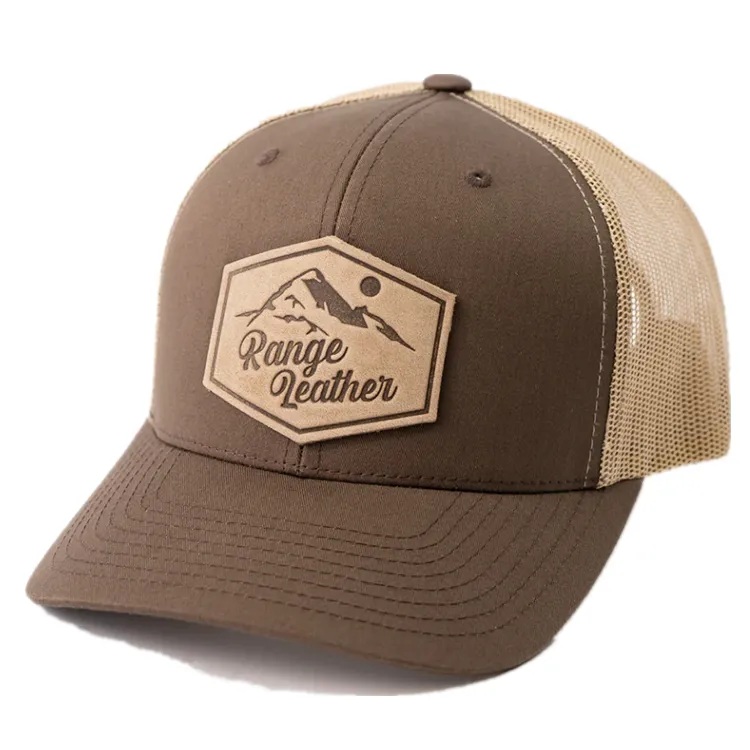 Custom Leather Patch Snapback Mesh Back Caps Trucker Hats