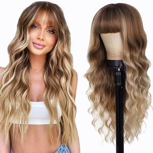 OEM/ODM Cabello Largo y Rizado de Alta Densidad, Resistente a Altas Temperaturas, Cobertura Completa, Degradado Blanco Puro, Degradado Marrón Oscuro - Product Image 3