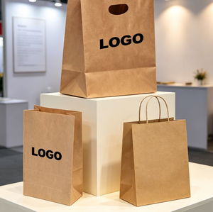Sacs en papier kraft imprimés avec poignée, sacs cadeaux écologiques pour boutiques de détail, personnalisation du logo - Product Image 6