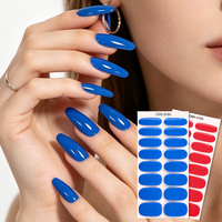 Bandes de vernis à ongles en gel UV sans HEMA, non toxiques, 16 bandes, bleu royal brillant, pour salon de manucure, personnalisables OEM