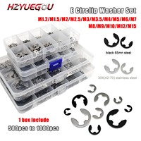 1 Kit M1.2 to M15 GB896 E type Circlip Shaft Bearing External Retaining Ring Snap Washer Black 65mn Steel 304 A2 Stainless Steel