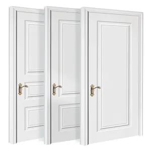 Pabrikan MDF HDF Lainnya Pintu Kedap Suara Sederhana Kayu Solid Pintu Masuk Ruang Prehung Warna Putih