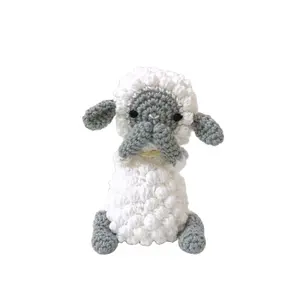 Mainan domba halus Amigurumi lucu kualitas tinggi mainan buatan tangan rajutan tangan boneka domba kayu alami mainan domba Crochet