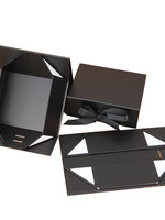Boîte cadeau vide avec nœud, pliable en une seule pièce, en stratifié, magnétique, style livre, pour e-commerce transfrontalier, emballage plat pour vêtements, quatre couleurs UV