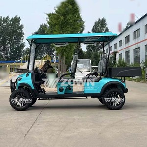 Cyan 4 Seater Electric Golf Cart With Rear Cargo <b>Box</b> Off-Road Mud Tires Farm Park Utility Transport Vehicle - Product Image 6