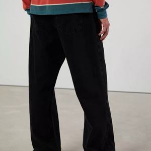 Wholesale 90s 100% Cotton Loose Straight Black Baggy Skate <b>Wide</b> <b>Leg</b> Denim <b>Jeans</b> <b>Men</b> Casual Outdoor Wear Bottom Trousers - Product Image 4