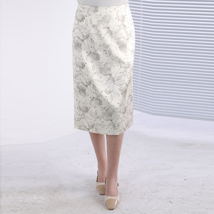 Women's Ink Wash Print Midi Skirt Regular Waist Satin Fabric Micro Elasticity Tight Fit Office Wear Spring Summer 2025 - Product Image 1