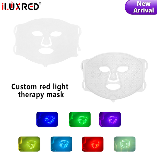 ILUXRED 180leds 7 Color Led Lights Face Mask Therapy Portable Silicone Face Neck Led Therapy Light