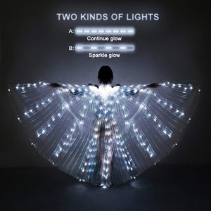 White LED <b>Wings</b> Halloween Costume for Women Glow Angel <b>Wings</b> Light up <b>Fairy</b> <b>Wings</b> with Telescopic Sticks Isis <b>Wings</b> for <b>Adults</b> - Product Image 2