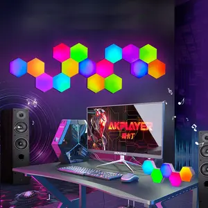 Tuya Bluetooth Smart App RGB Hexagon Light Led Panels Quantum Wall Lamp Indoor Music Sync Atmosphere Lamp for Gaming Room Decor