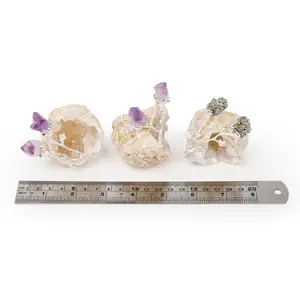 DIY 2023批发新设计石材天然水晶石英玛瑙geode花卉雕刻礼品奢华水晶