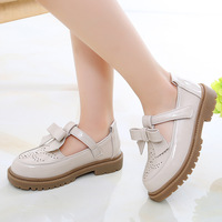 Chaussures en cuir pour filles, style coréen et britannique, design princesse, nouvelle collection 2025, semelle extérieure en caoutchouc, noires, monocouche