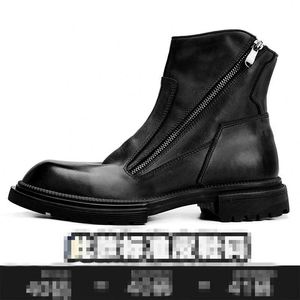 รองเท้าบูทสั้นผู้ชายหนังแท้ทรงหุ้มข้อ พื้นหนา ทรงหัวมน สไตล์มอเตอร์ไซค์ รุ่นใหม่ ขายดี - Product Image 6