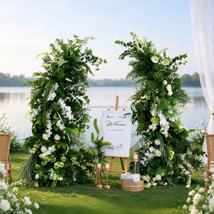 Guirnalda de Rosas Blancas Artificiales Colgantes, Estilo Nuevo, Arco de Cuerno de Toro para Decoración de Bodas, Cumpleaños y Eventos - Product Image 1