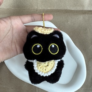 Personalized Lucky Black Plush Keychain <b>Toy</b> <b>Squeaky</b> cat Kitten Plushie Keychain Aviation Goggles Scarf Cute cat Peluches Keyring - Product Image 6