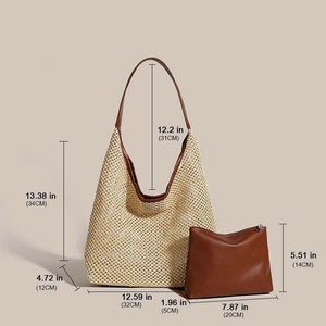 Nouveau style de sac fourre-tout en <span class=keywords><strong>osier</strong></span> rétro, <span class=keywords><strong>grand</strong></span> sac à bandoulière unique pour femmes, sac de plage de vacances d'été décontracté et spacieux - Product Image 6