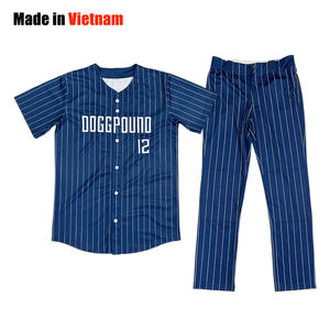 เสื้อเจอร์ซีย์เบสบอลลายทางคลาสสิกออกแบบได้ตามต้องการปักโลโก้ด้วยกระดุมเสื้อกีฬาเบสบอล - Product Image 1