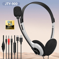 Headset Profesional 3.5mm USB Berkabel On-Ear dengan Mikrofon Terintegrasi Tahan Air IPX-4 untuk Call Center & Penggunaan Bisnis