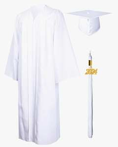 Toga de Graduación Blanca Mate para Adultos, 100% Poliéster, Unisex - Product Image 1
