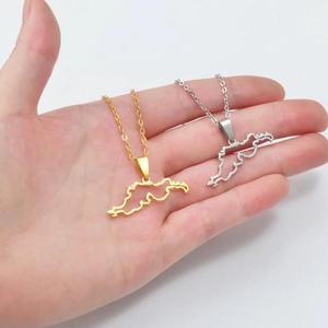 Inspire Jewelry <span class=keywords><strong>Islas</strong></span> Vírgenes Británicas <span class=keywords><strong>Mapa</strong></span> Contorno Colgante Collar 18K Chapado en oro Unisex BVI Charm Collar Hermoso Cultural - Product Image 2