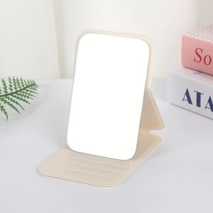 Custom Logo Printed Portable Mini <b>Foldable</b> Makeup <b>Mirror</b> PU Household Small Pocket Minimalist Desktop Custom Personalized - Product Image 3