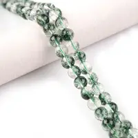 Contas de amor, contas verdes e naturais de quartzo, fantasma, redondas, para fabricação de jóias, 15 polegadas, 6mm, 8mm, 10mm