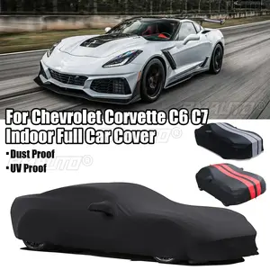 Housse de voiture intérieure en satin pour Chevrolet Corvette C6 C7 Stingray, anti-poussière, anti-UV, anti-rayures, extensible, noir, gris, rouge - Product Image 1