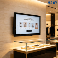 Affichage numérique mural HRAY de 43 pouces avec option de verre trempé tactile pour la publicité en magasin, OEM, ODM, fourniture personnalisée