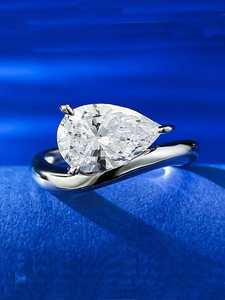 Anillos de Compromiso Eternidad Personalizados en Plata S925 Chapada en Oro de 18K con Diamante Moissanita VVS de 1.5CT en Corte Pera para Joyería de Boda de Mujer - Product Image 6