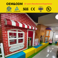 Parque de Juegos Comercial para Padres e Hijos, Set de Juego Interior con Zona de Juegos Suave, Hospital de Juguete, Supermercado, Casa de Juegos de Princesas