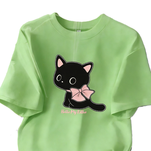 <span class=keywords><strong>T</strong></span>-<span class=keywords><strong>shirt</strong></span> avec motif d'animaux mignons, chat avec grand nœud papillon, texte <span class=keywords><strong>Hello</strong></span> My <span class=keywords><strong>Kitty</strong></span> - Product Image 4