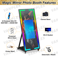 Photomaton Miroir Magique Moderne 32/43 Pouces avec Écran Tactile et Anneau Lumineux LED pour Mariages, Fêtes et Événements (Location)