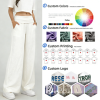 Pantalon large décontracté d'été Yegao ODM en mélange lin et coton, couleur unie, longueur complète, séchage rapide, taille élastique