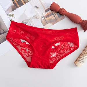 Culottes bikini pour femmes, rouges, taille mi-haute, en tricot nylon/coton, sans couture, respirantes, motif 'Born in the Year of Ox', sexy, pour le quotidien, offre ODM - Product Image 1